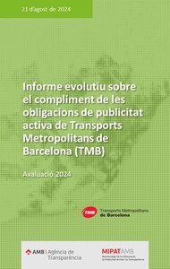 Informe evolutiu sobre el compliment de les obligacions de publicitat activa de Transports Metropolitans de Barcelona (TMB) 2024