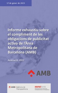 Informe exhaustiu sobre el compliment de les obligacions de publicitat activa de l'Àrea Metropolitana de Barcelona (AMB) 2022