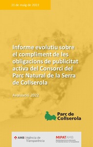 Informe evolutiu sobre el compliment de les obligacions de publicitat activa del Consorci del Parc Natural de la Serra de Collserola 2022