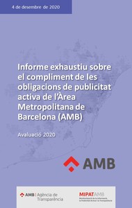 Informe exhaustiu sobre el compliment de les obligacions de publicitat activa de l'Àrea Metropolitana de Barcelona (AMB) 2020